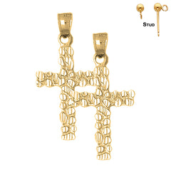 14K or 18K Gold Nugget Cross Earrings