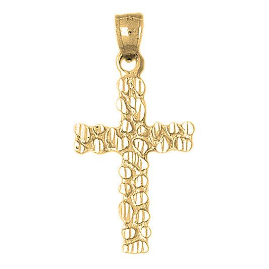 10K, 14K or 18K Gold Nugget Cross Pendant