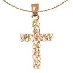 10K, 14K or 18K Gold Nugget Cross Pendant