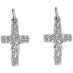 Sterling Silver 22mm Nugget Cross Earrings