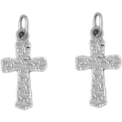 Sterling Silver 22mm Nugget Cross Earrings