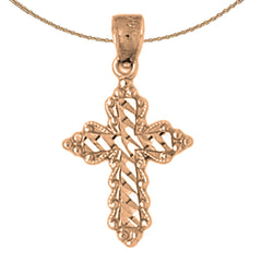 14K or 18K Gold Budded Cross Pendant