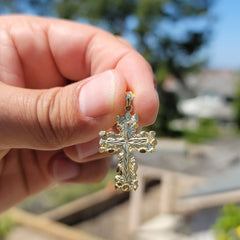 10K, 14K or 18K Gold Nugget Cross Pendant