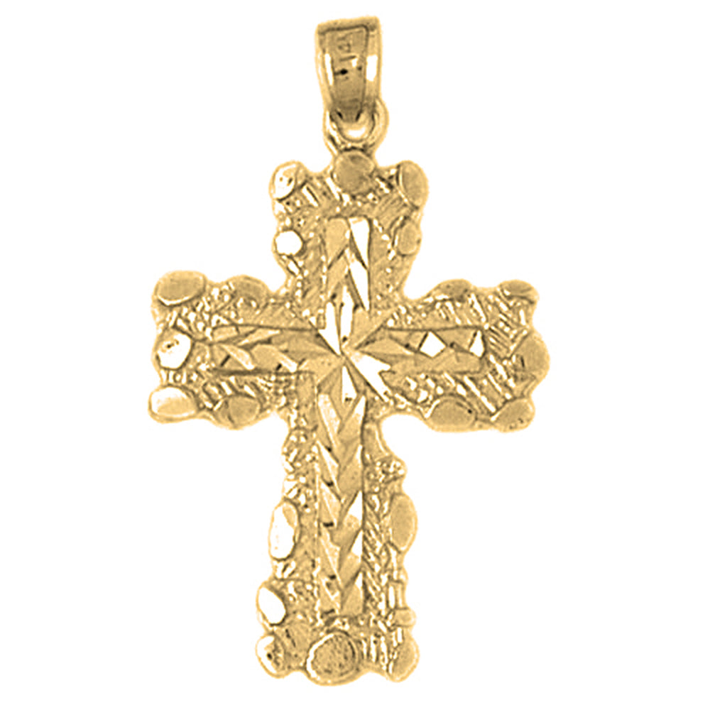 10K, 14K or 18K Gold Nugget Cross Pendant