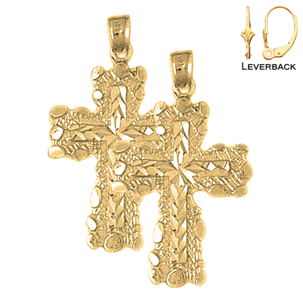 14K or 18K Gold Nugget Cross Earrings