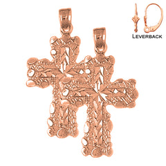 14K or 18K Gold Nugget Cross Earrings