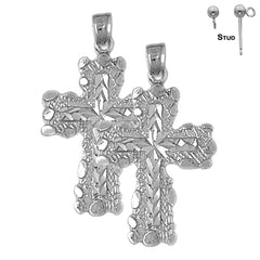 14K or 18K Gold Nugget Cross Earrings