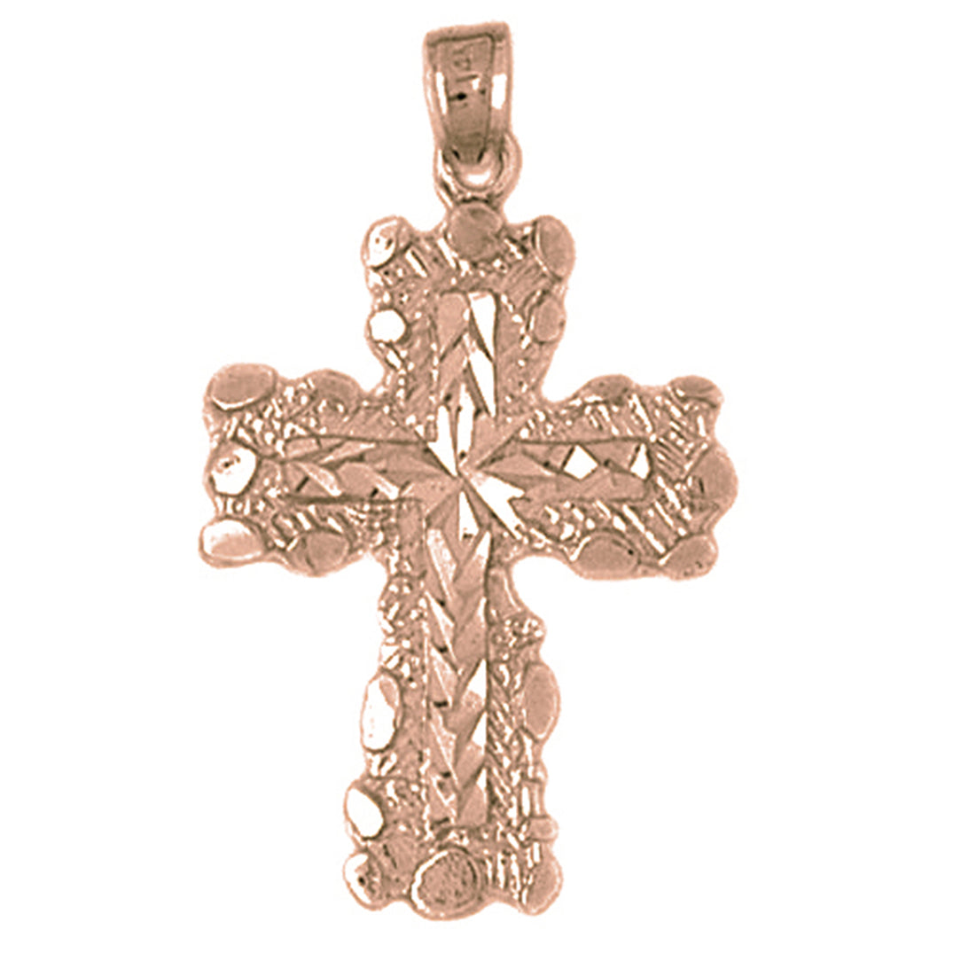 10K, 14K or 18K Gold Nugget Cross Pendant