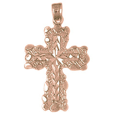 10K, 14K or 18K Gold Nugget Cross Pendant