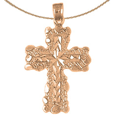 10K, 14K or 18K Gold Nugget Cross Pendant