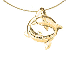 10K, 14K or 18K Gold Dolphins Pendant