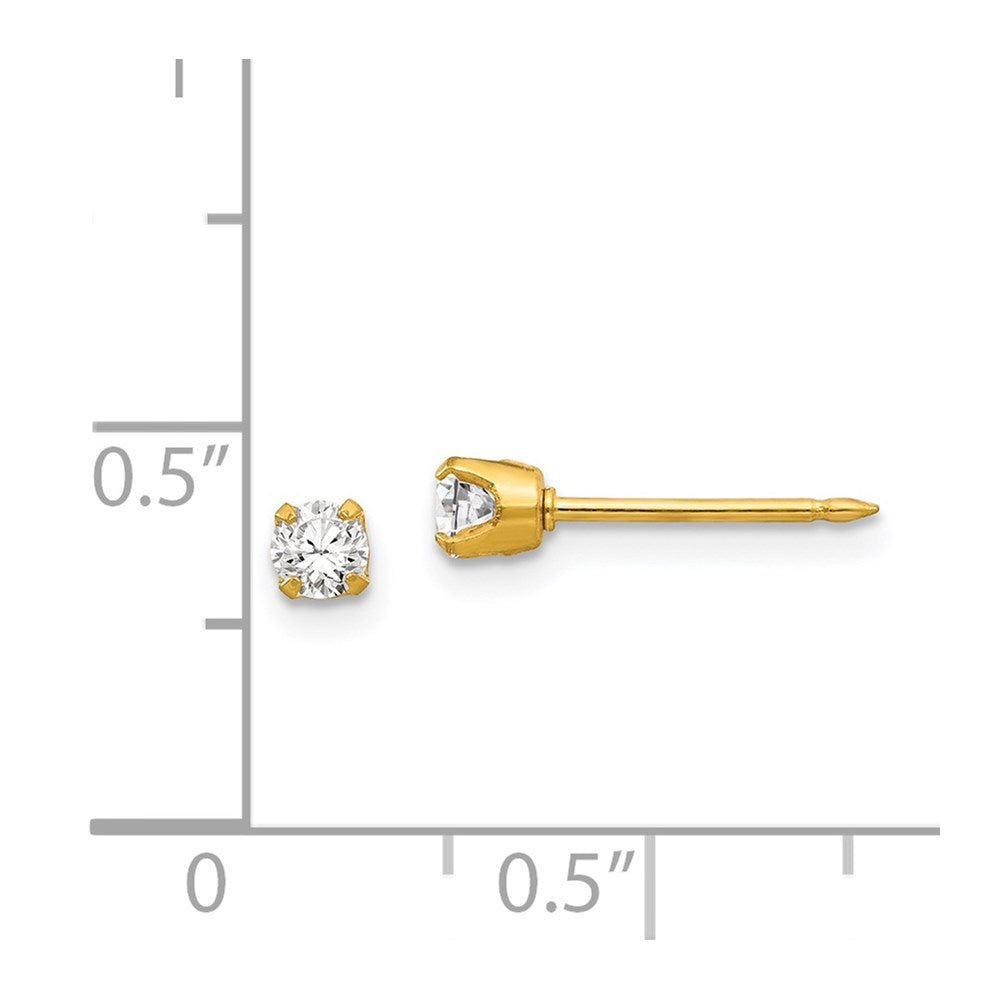 Inverness 14K Yellow Gold 3mm CZ Earrings