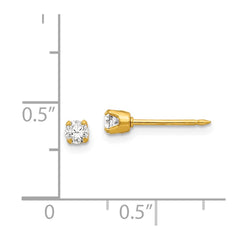 Inverness 14K Yellow Gold 3mm CZ Earrings