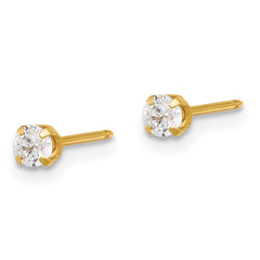 Inverness 14K Yellow Gold Polished 3mm CZ Short Post Earrings