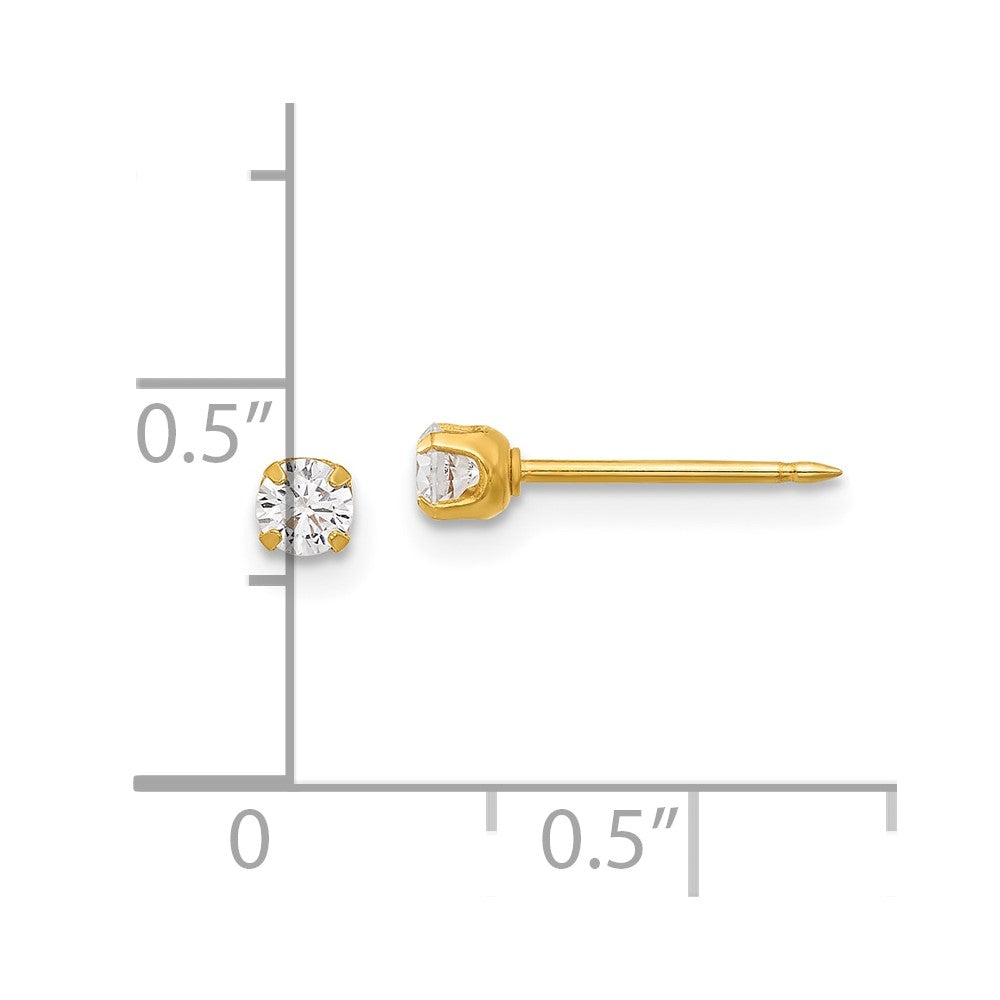 Inverness 14K Yellow Gold Polished 3mm CZ Short Post Earrings