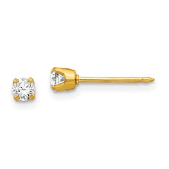 Inverness 14K Yellow Gold 3mm CZ Earrings