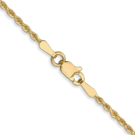 Cadena de cuerda con corte de diamante de 1,75 mm en oro amarillo de 10 quilates