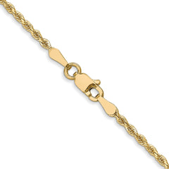 Cadena de cuerda con corte de diamante de 2 mm de oro amarillo de 10 quilates