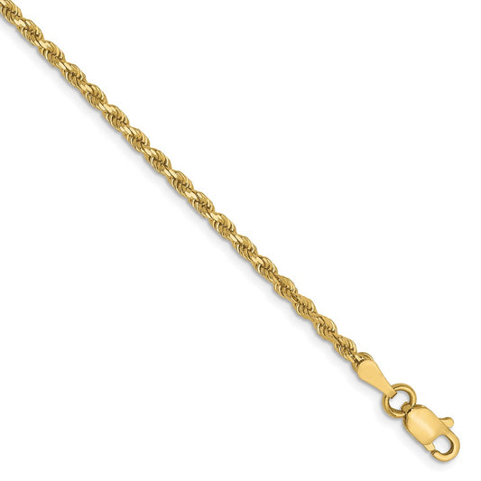 10K Yellow Gold 2mm Diamond-cut Rope Chain