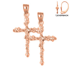 14K or 18K Gold Nugget Cross Earrings