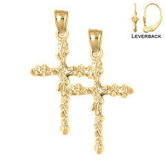 14K oder 18K Gold Nugget Kreuz Ohrringe