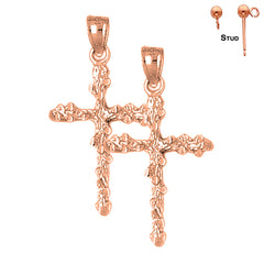 14K or 18K Gold Nugget Cross Earrings