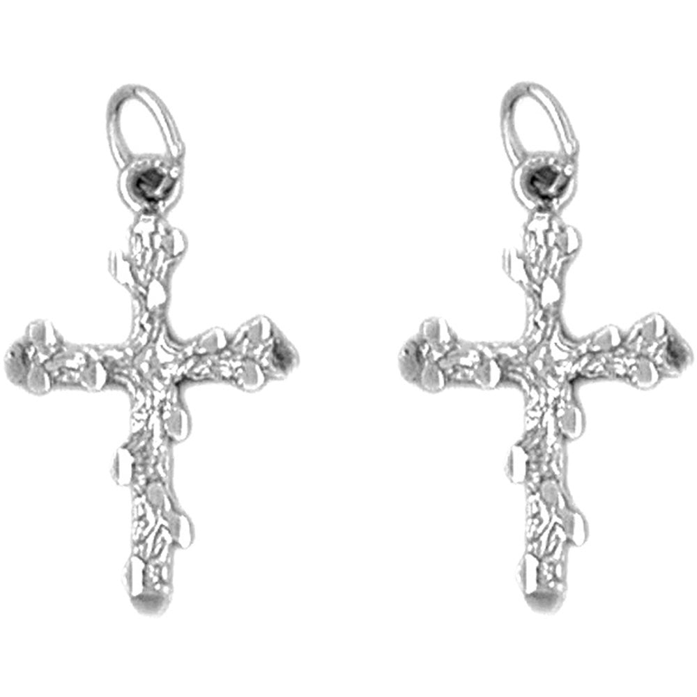 14K or 18K Gold 24mm Nugget Cross Earrings