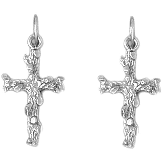 Sterling Silver 23mm Nugget Cross Earrings