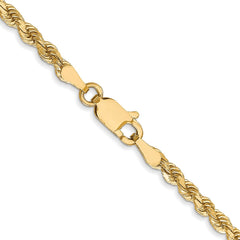 Cadena de cuerda con corte de diamante de 2,75 mm en oro amarillo de 10 quilates