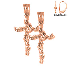 14K or 18K Gold Vine Cross Earrings