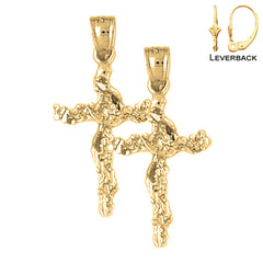 14K or 18K Gold Vine Cross Earrings