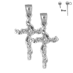 14K or 18K Gold Vine Cross Earrings