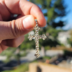 10K, 14K or 18K Gold Nugget Cross Pendant