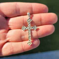 10K, 14K or 18K Gold Nugget Cross Pendant