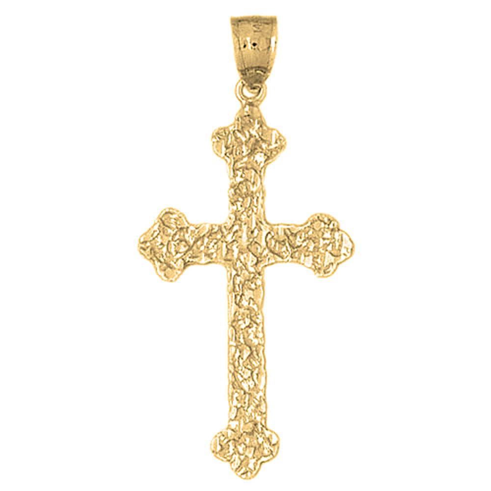 10K, 14K or 18K Gold Nugget Cross Pendant