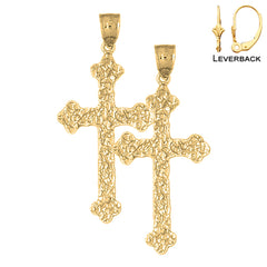 14K or 18K Gold Nugget Cross Earrings