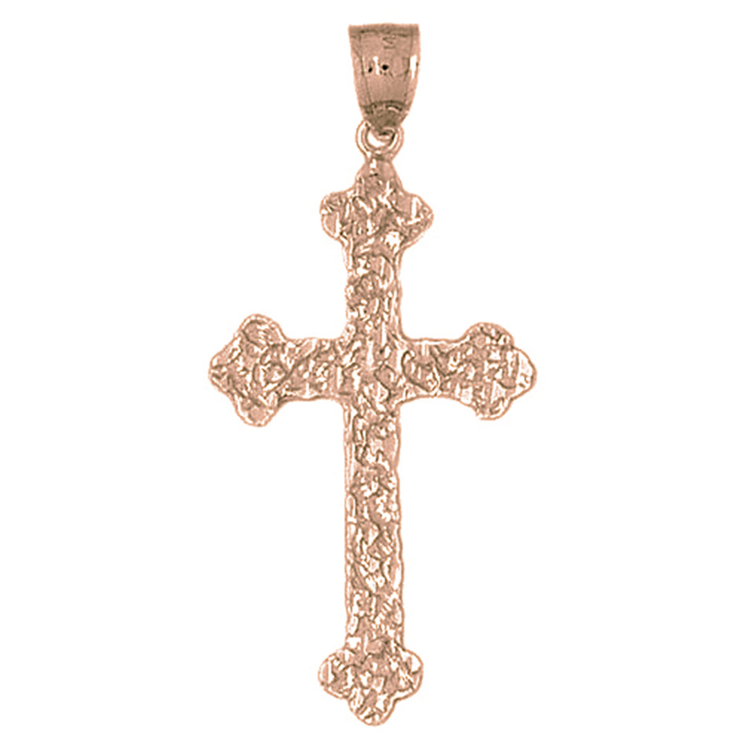 10K, 14K or 18K Gold Nugget Cross Pendant