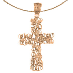 10K, 14K or 18K Gold Nugget Cross Pendant