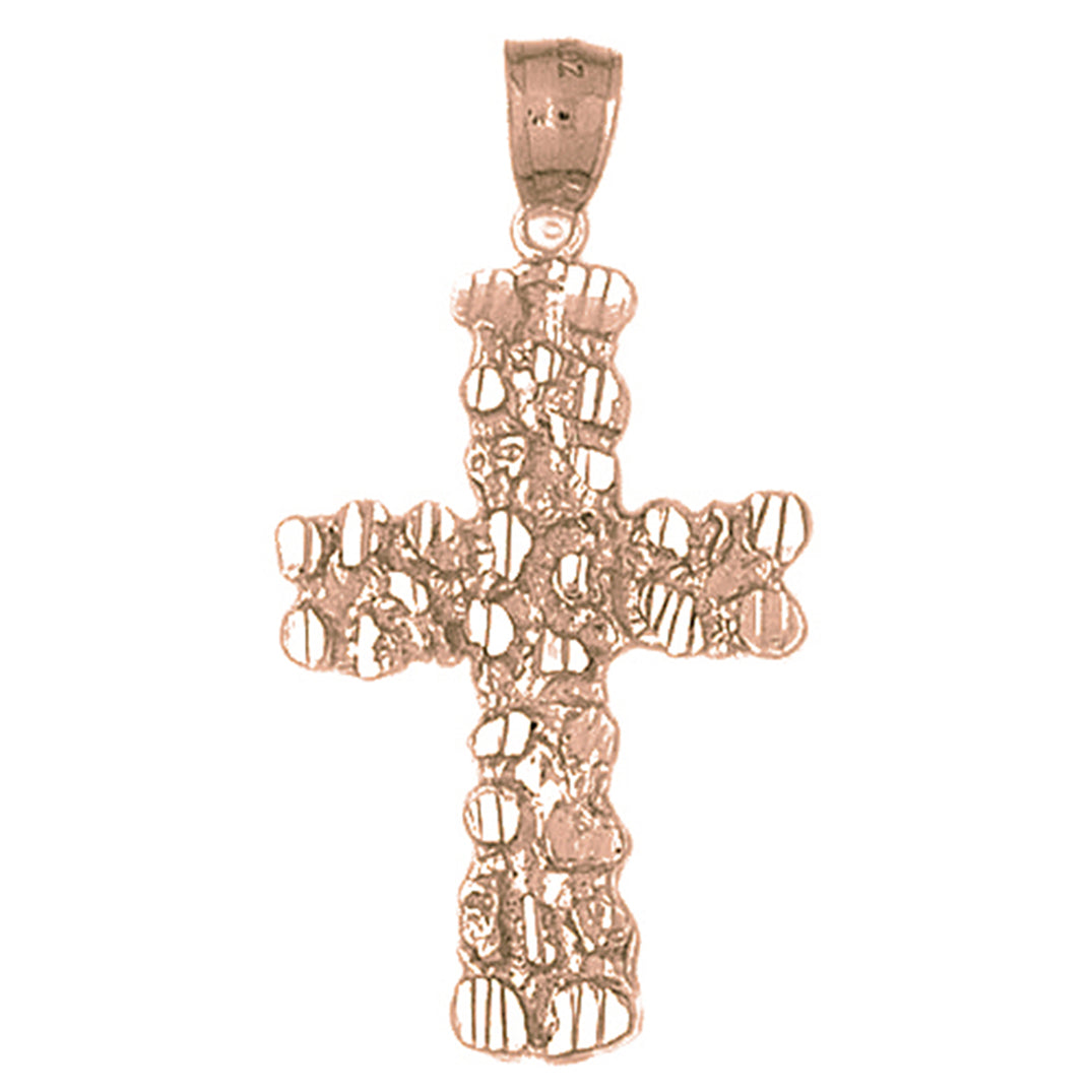 10K, 14K or 18K Gold Nugget Cross Pendant