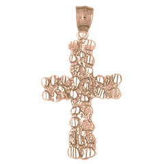 10K, 14K or 18K Gold Nugget Cross Pendant