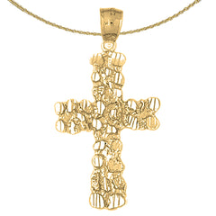 Colgante de cruz con pepitas de oro de 10 quilates, 14 quilates o 18 quilates