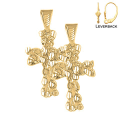 14K oder 18K Gold Nugget Kreuz Ohrringe