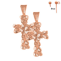 14K or 18K Gold Nugget Cross Earrings