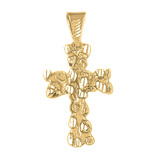 10K, 14K or 18K Gold Nugget Cross Pendant