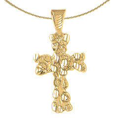 10K, 14K or 18K Gold Nugget Cross Pendant