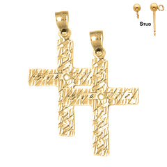 Pendientes de cruz latina de plata de ley de 34 mm (chapados en oro blanco o amarillo)