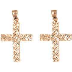 14K or 18K Gold 34mm Latin Cross Earrings