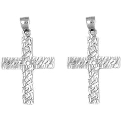 Sterling Silver 34mm Latin Cross Earrings