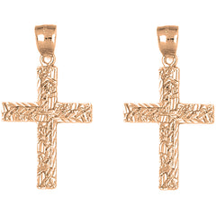 14K or 18K Gold 39mm Latin Cross Earrings