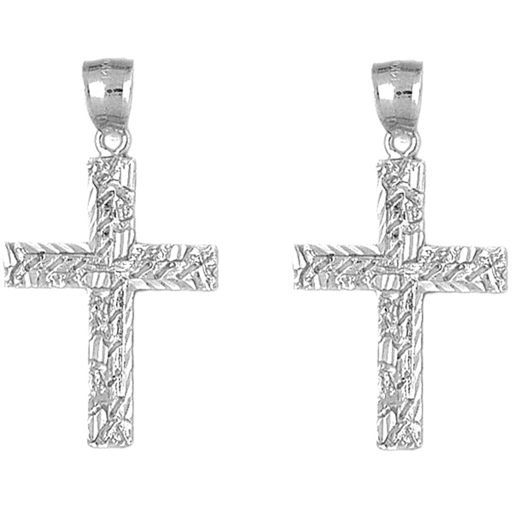 Sterling Silver 39mm Latin Cross Earrings